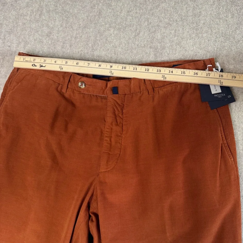 NWT Incotex 1951 Corduroy Trousers Mens 38x29 Rust Contemporary Fit Luxury